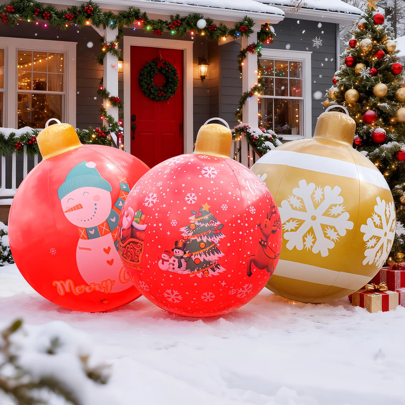 Giant Inflatable Christmas Ornaments - Durable Outdoor Holiday Decor 2