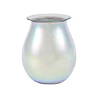 Iridescent glass candle holder on a white background