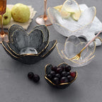 Glass Flower Petal Bowls - Textured Design with Golden Rim in 3 Sizes 6