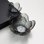 Glass Flower Petal Bowls - Textured Design with Golden Rim in 3 Sizes 7