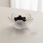 Glass Flower Petal Bowls Textured Glass Golden Rim  1