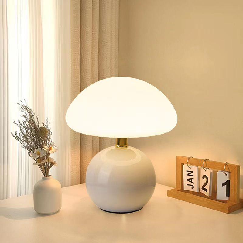 Glass Mushroom Table Lamp - Adjustable LED Light for Bedside & Desk 2