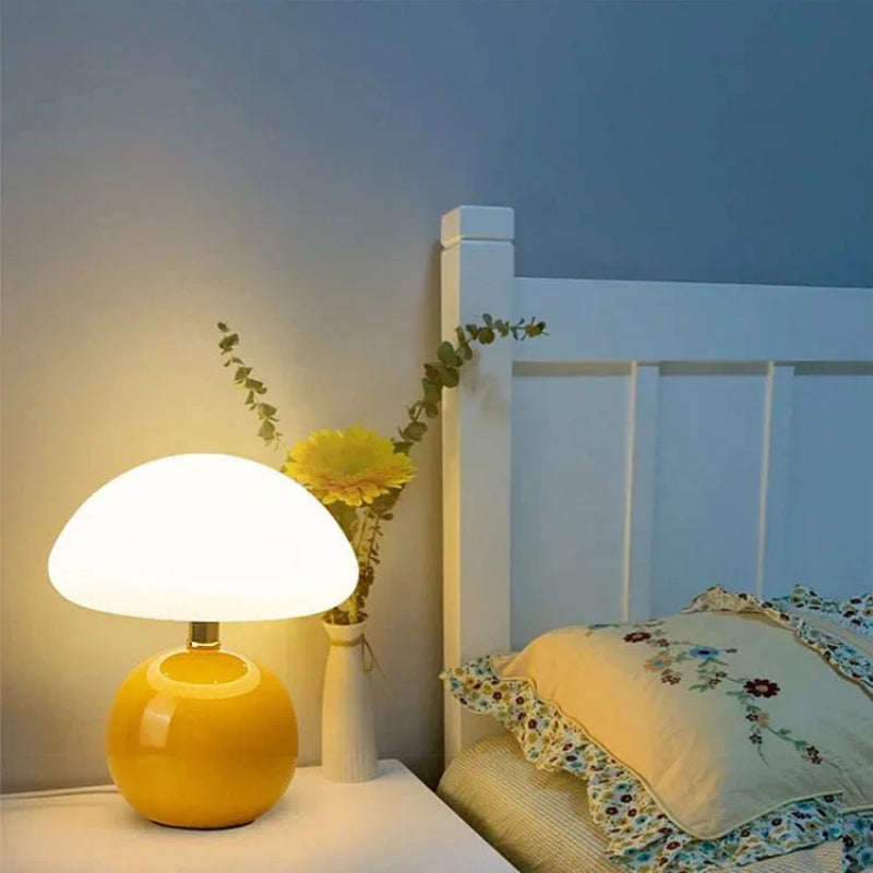 Glass Mushroom Table Lamp - Adjustable LED Light for Bedside & Desk 3