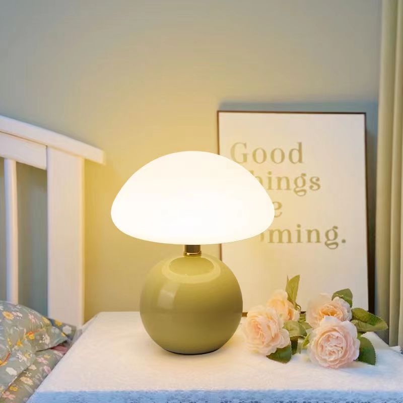 Glass Mushroom Table Lamp - Adjustable LED Light for Bedside & Desk 4