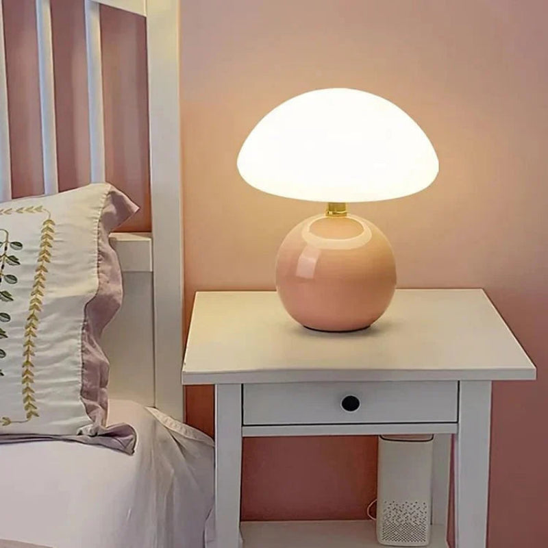 Glass Mushroom Table Lamp - Adjustable LED Light for Bedside & Desk 8