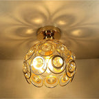 Gold Crystal Flush Mount Ceiling Light - Elegant Hallway Illumination 3
