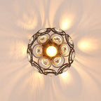 Gold Crystal Flush Mount Ceiling Light - Elegant Hallway Illumination 7