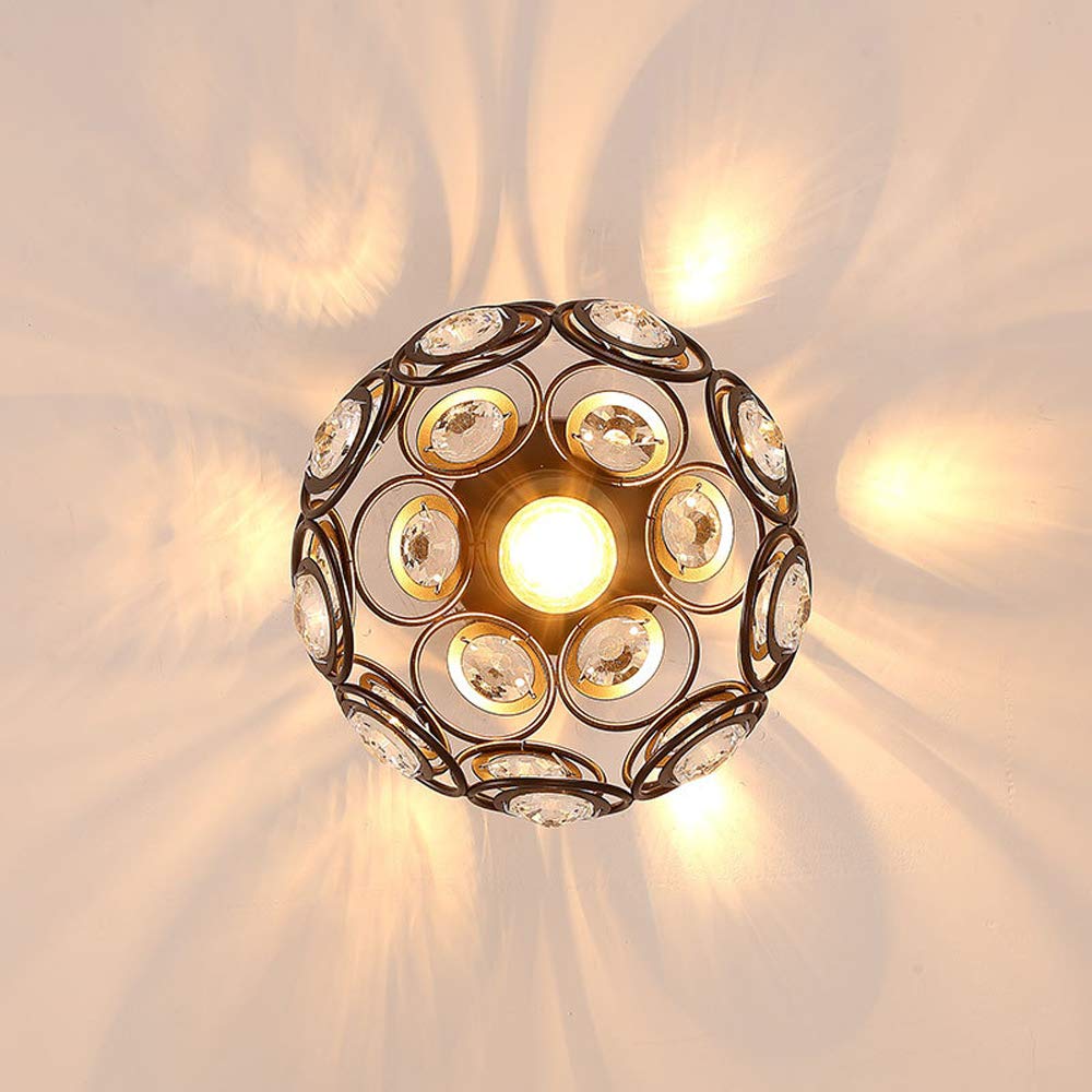 Gold Crystal Flush Mount Ceiling Light - Elegant Hallway Illumination 7