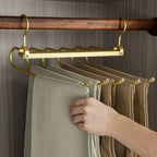 Gold Metal Pants Hanger - Space-Saving Foldable Design for Organizing Jeans 0