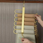 Gold Metal Pants Hanger - Space-Saving Foldable Design for Organizing Jeans 2