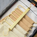 Gold Metal Pants Hanger - Space-Saving Foldable Design for Organizing Jeans 3