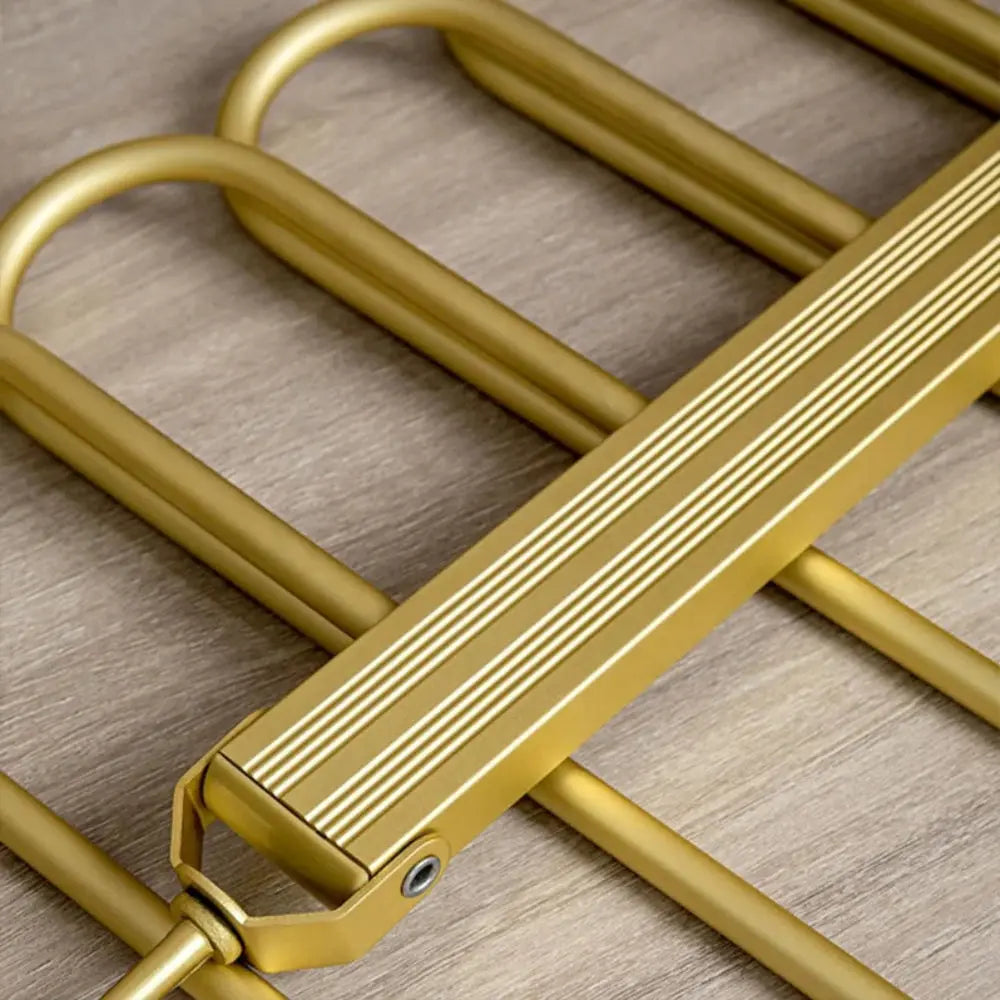 Gold Metal Pants Hanger - Space-Saving Foldable Design for Organizing Jeans 4