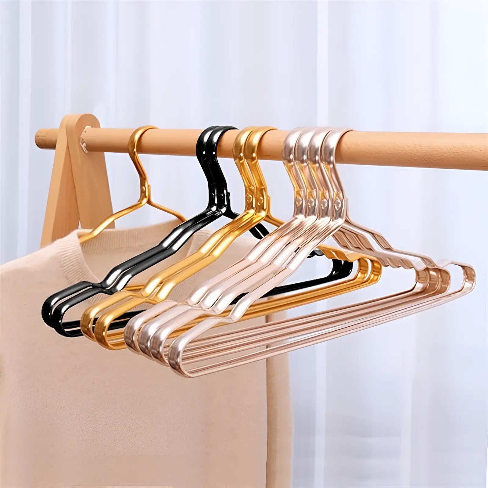 Gold Plated Metal Clothes Hangers - Non-Slip Set of 10 for Coats & Dresses 5