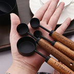 Gold Stainless Steel Measuring Cups and Spoons Set with Wooden Handles – 4 Measuring Cups and 4 Measuring Spoons 3