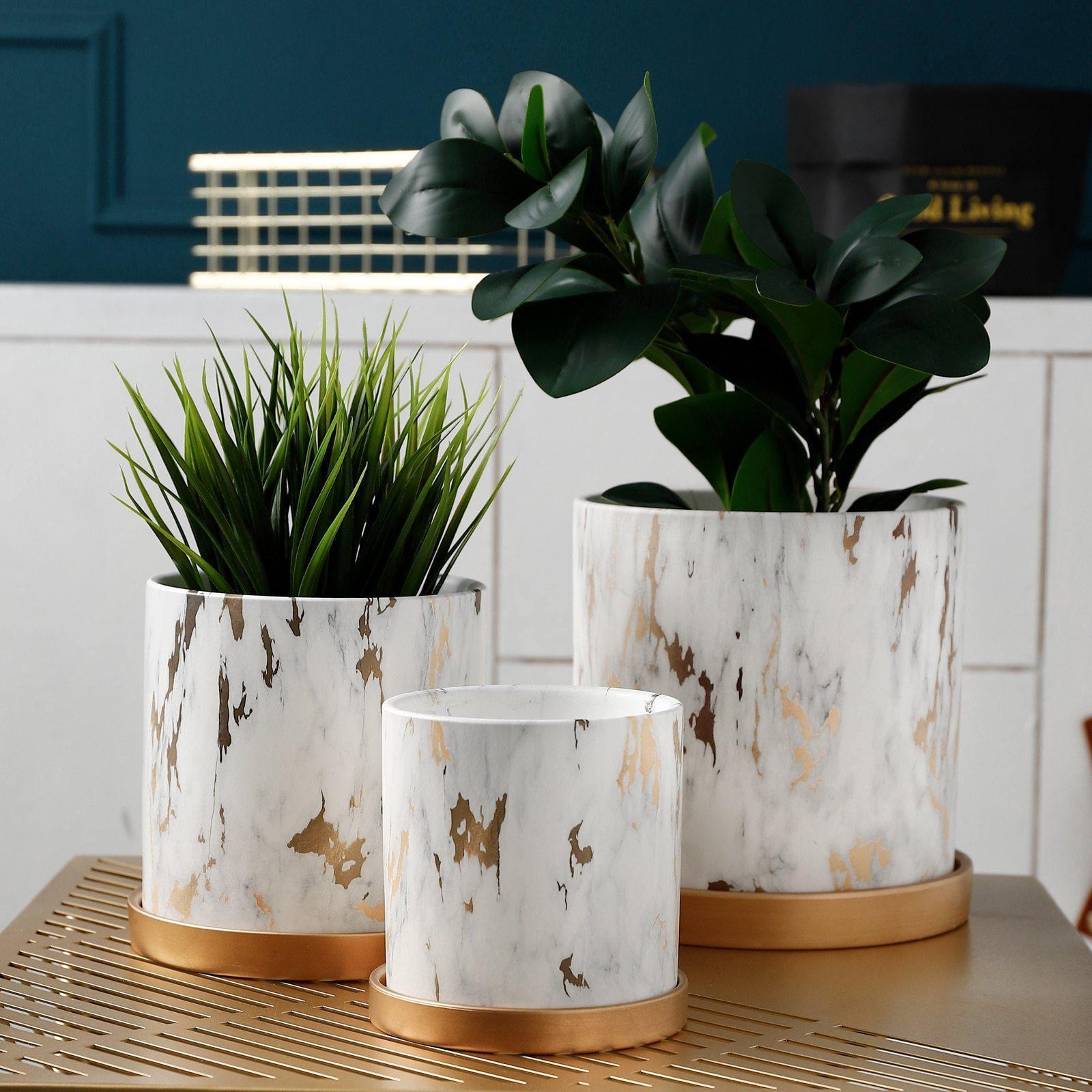 Golden Labyrinth Planters - Elegant Ceramic & Porcelain Design 2