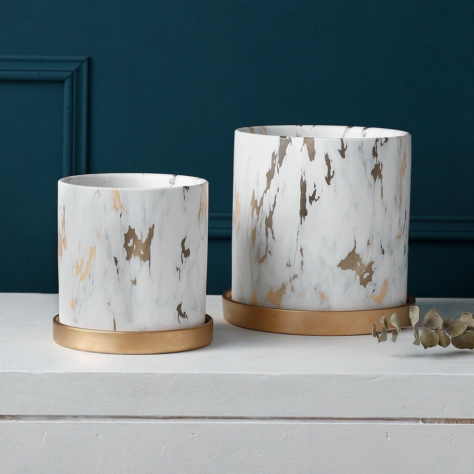 Golden Labyrinth Planters - Elegant Ceramic & Porcelain Design 3