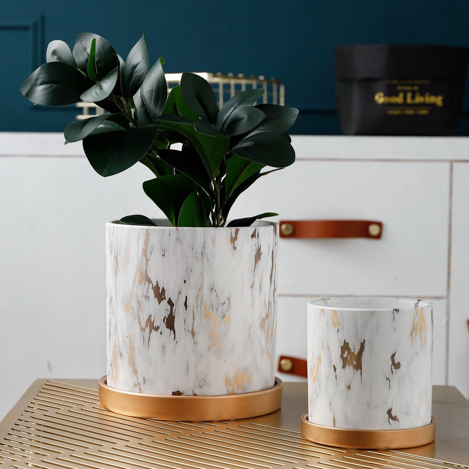 Golden Labyrinth Planters - Elegant Ceramic & Porcelain Design 4