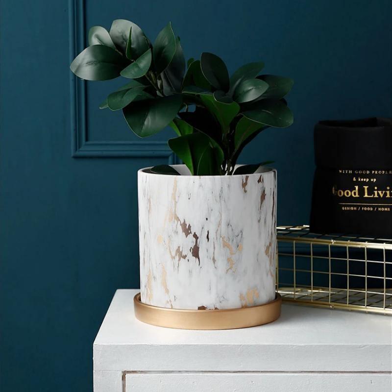 Golden Labyrinth Planters - Elegant Ceramic & Porcelain Design 5