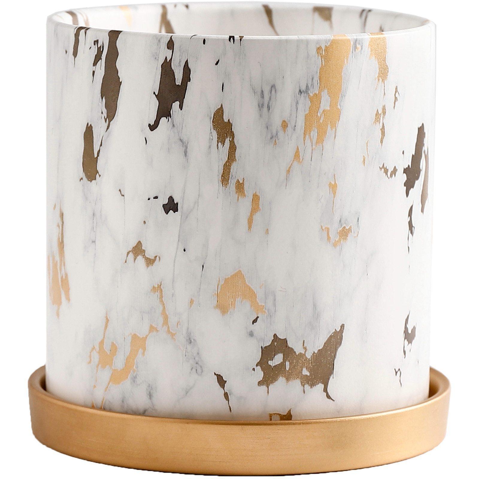Golden Labyrinth Planters - Elegant Ceramic & Porcelain Design 7