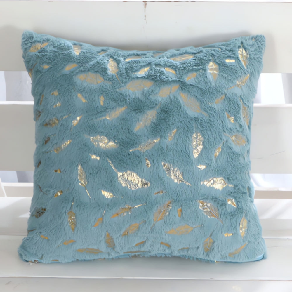Golden Leaf Velvet Cushion Covers - Soft, Elegant Design for Sofa & Couch 11