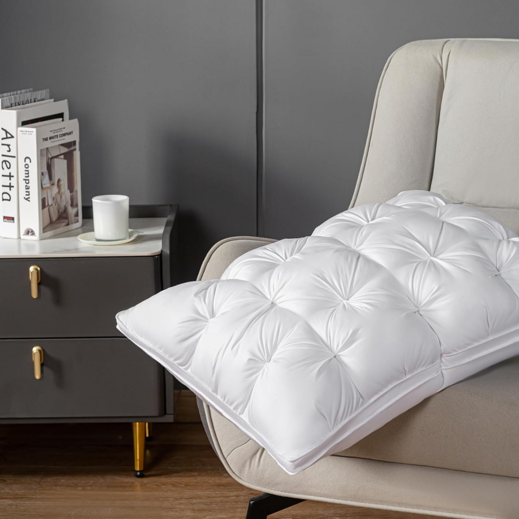 Goose Down Pillow with Rousset Silk Cover – Hotel-Quality Comfort and Support for All Sleep Positions, 48 x 74 cm 1