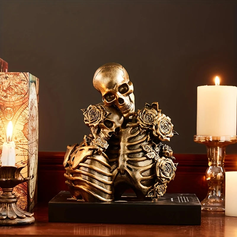 Gothic Skeleton Couple Figurine - Vintage Resin Decor 8 2