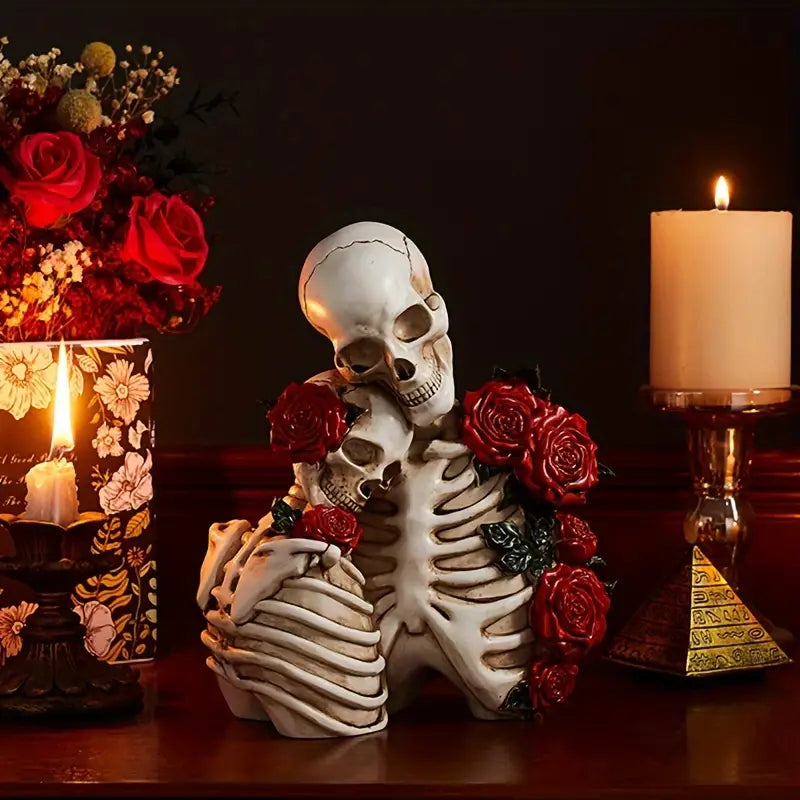 Gothic Skeleton Couple Figurine - Vintage Resin Decor 8 3