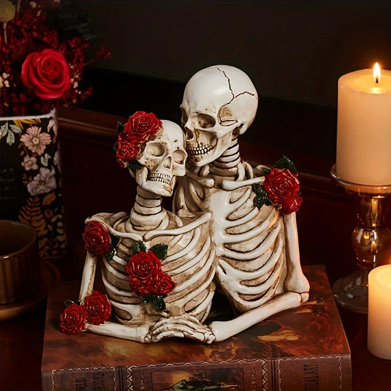 Gothic Skeleton Couple Figurine - Vintage Resin Decor 8 4