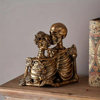 Gothic Skeleton Couple Figurine - Vintage Resin Decor 8 6