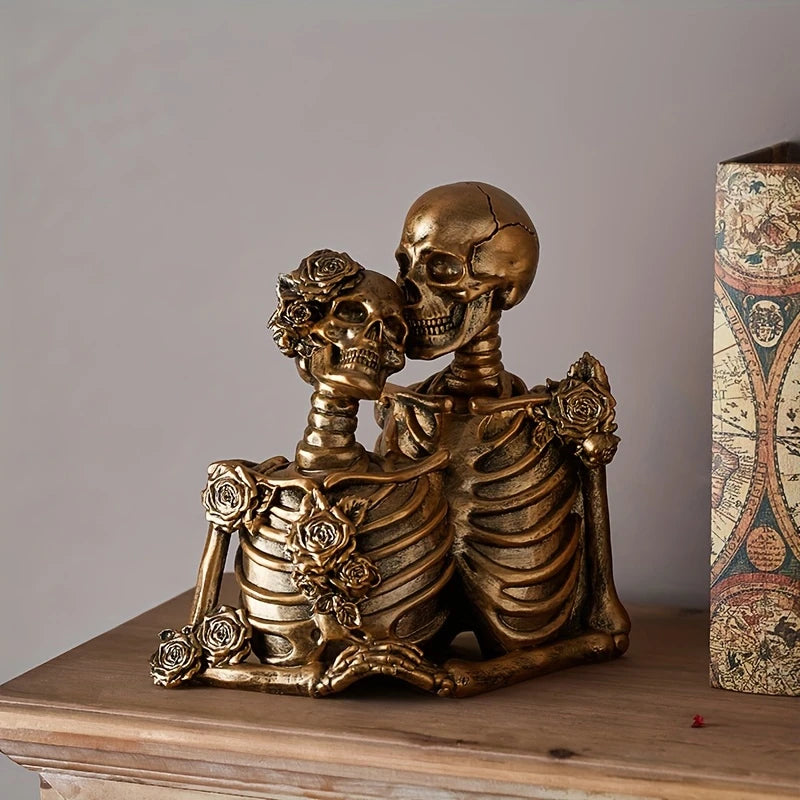 Gothic Skeleton Couple Figurine - Vintage Resin Decor 8 6