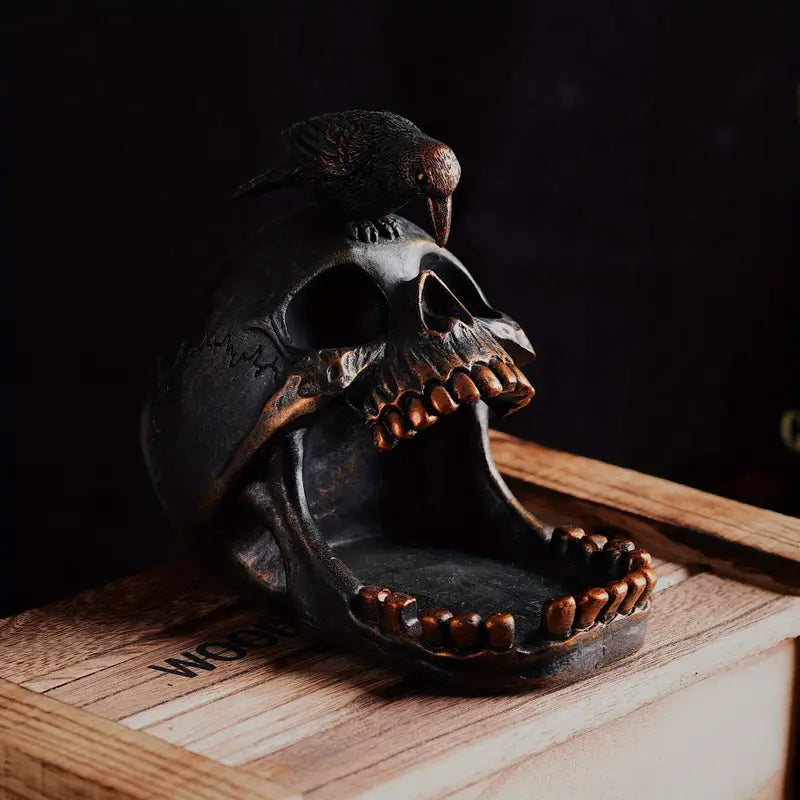 Tray - Handcrafted Dark Resin Organizer with Raven Accent 4