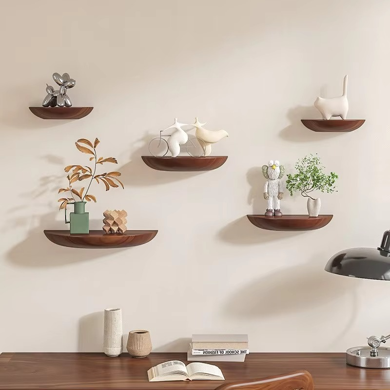 Half-Round Floating Wood Shelf - Stylish Space-Saving Wall Shelf 0