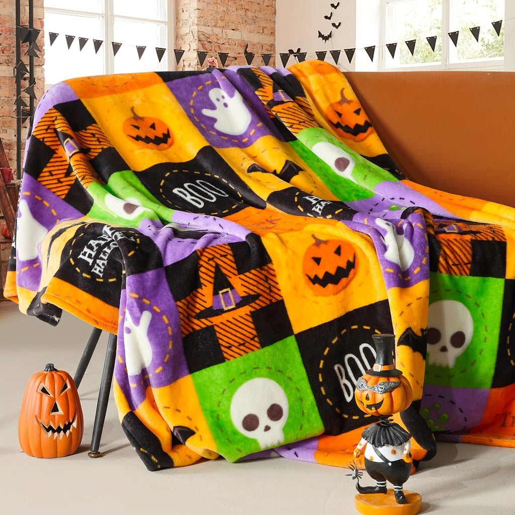 Halloween Fleece Plaid Blanket - Soft Flannel for Cozy Decor 3