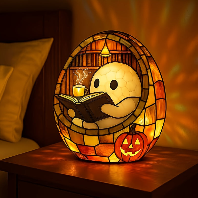 Halloween Ghost Figurine - Glowing Stained-Glass Effect for Indoor Decor 5