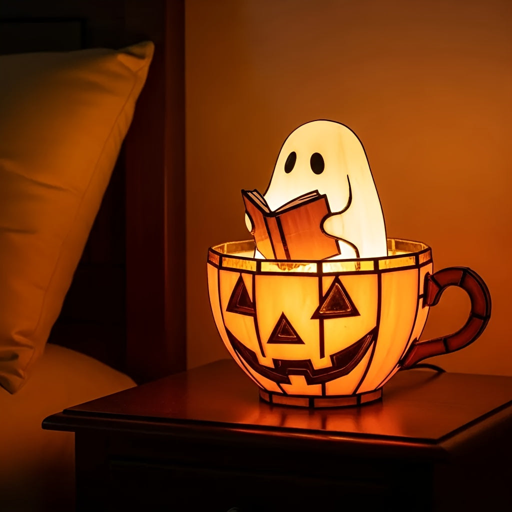 Halloween Ghost Figurine - Glowing Stained-Glass Effect for Indoor Decor 6