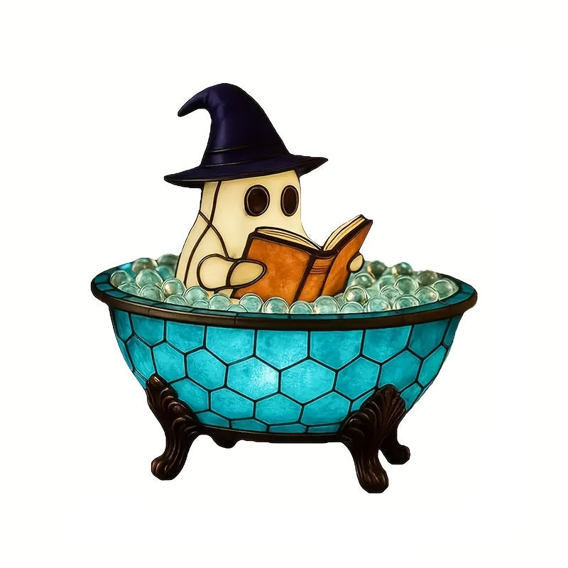 Halloween Ghost Figurine - Glowing Stained-Glass Effect for Indoor Decor 9