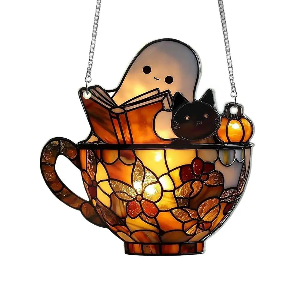 Halloween Ghost Suncatcher - Colorful Acrylic Window Decor With Glow 8