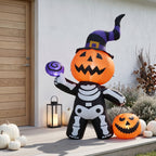 Halloween Inflatable Pumpkin Skeleton - LED Lights & Quick Inflation 2
