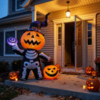Halloween Inflatable Pumpkin Skeleton - LED Lights & Quick Inflation 3