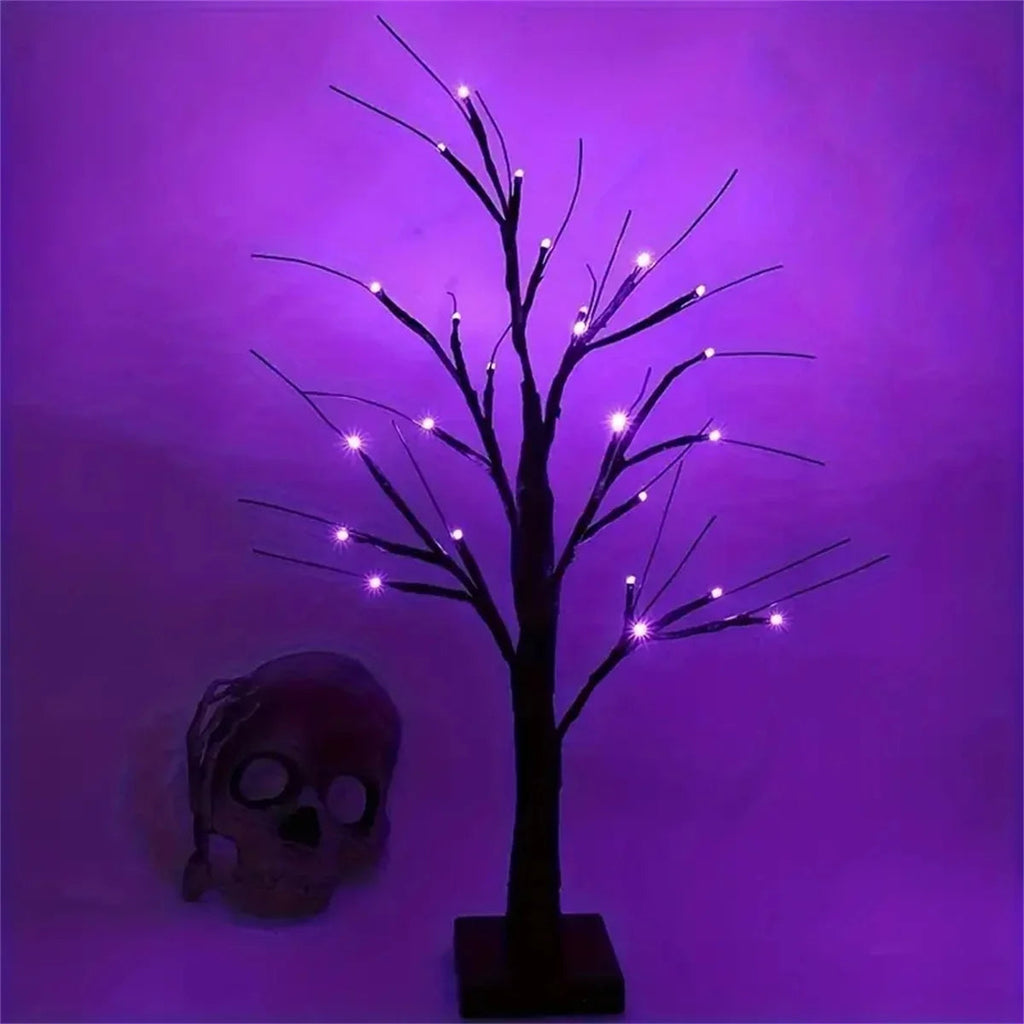 Halloween LED Birch Tree - 24 Orange & Purple Lights for Indoor Decoration 7