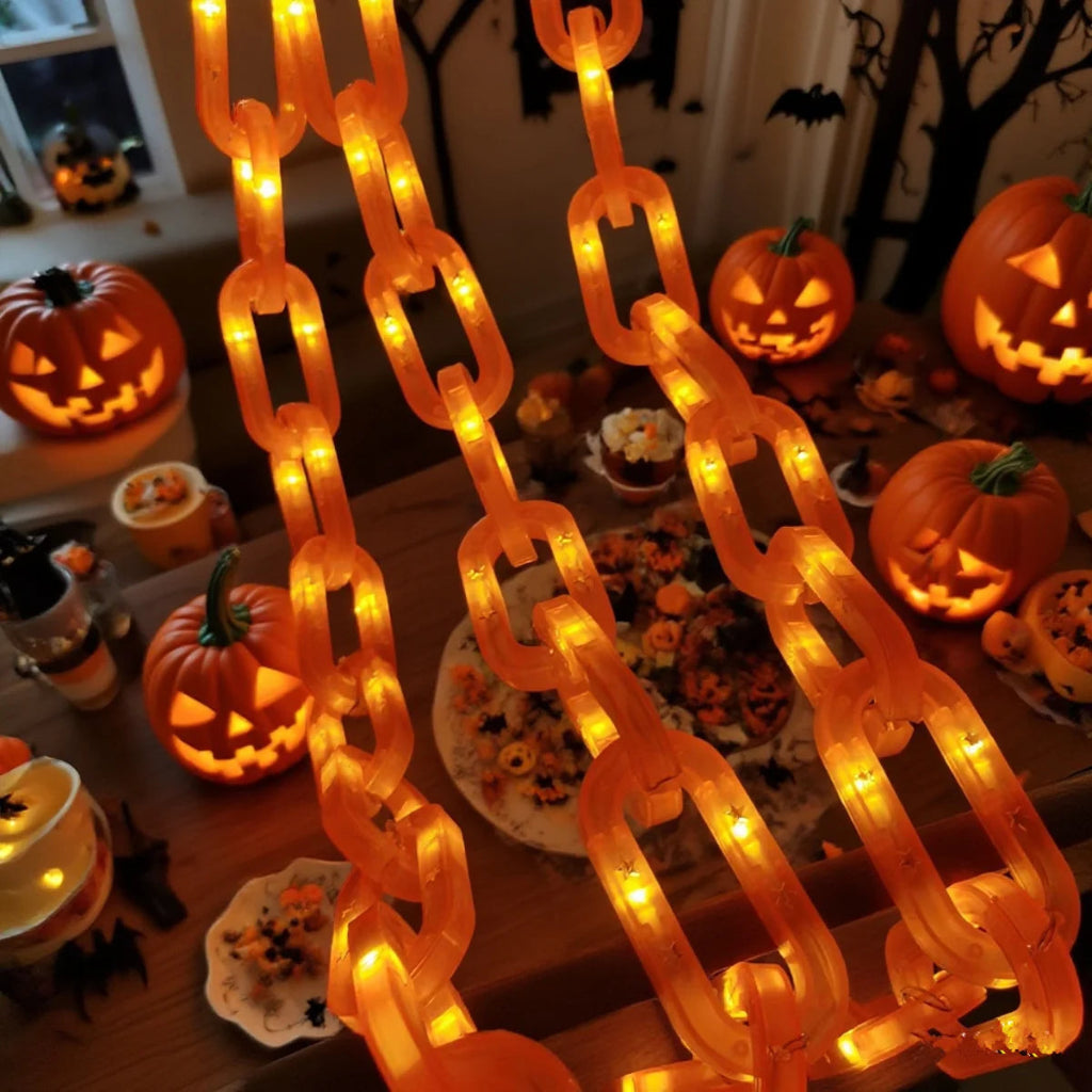 Halloween LED Outdoor String Lights - Battery & USB Operated, Durable Iron Chain 1