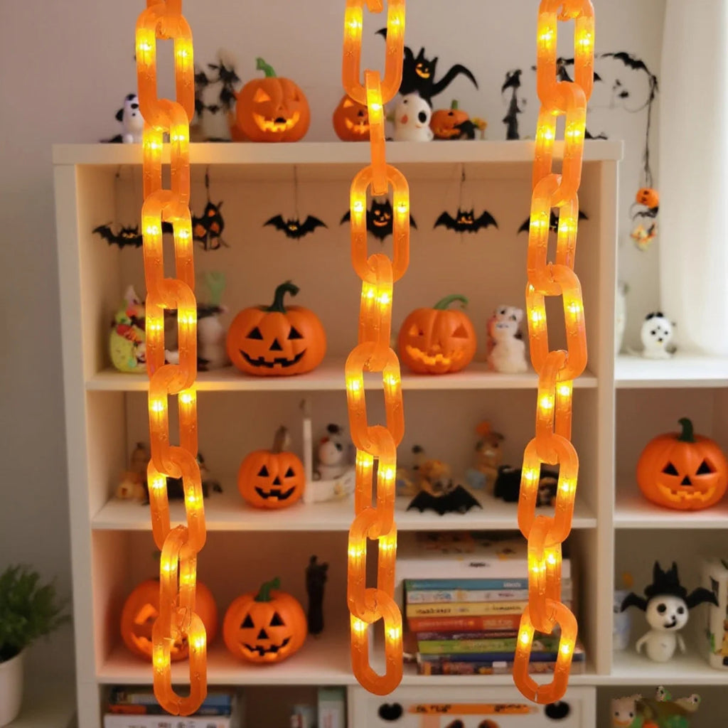 Halloween LED Outdoor String Lights - Battery & USB Operated, Durable Iron Chain 3