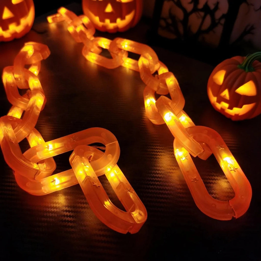 Halloween LED Outdoor String Lights - Battery & USB Operated, Durable Iron Chain 4