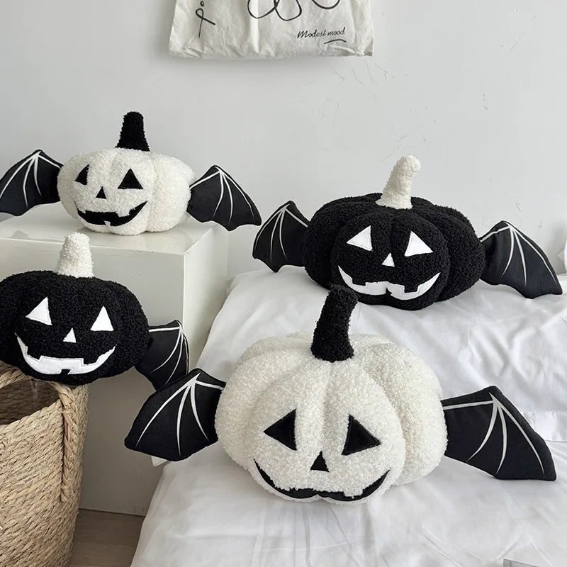 Halloween Pumpkin Pillow - Soft Plush Bat Wing Decor for Cozy Style 1