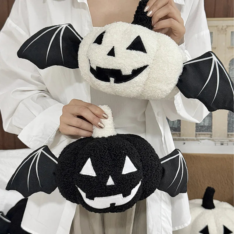 Halloween Pumpkin Pillow - Soft Plush Bat Wing Decor for Cozy Style 2