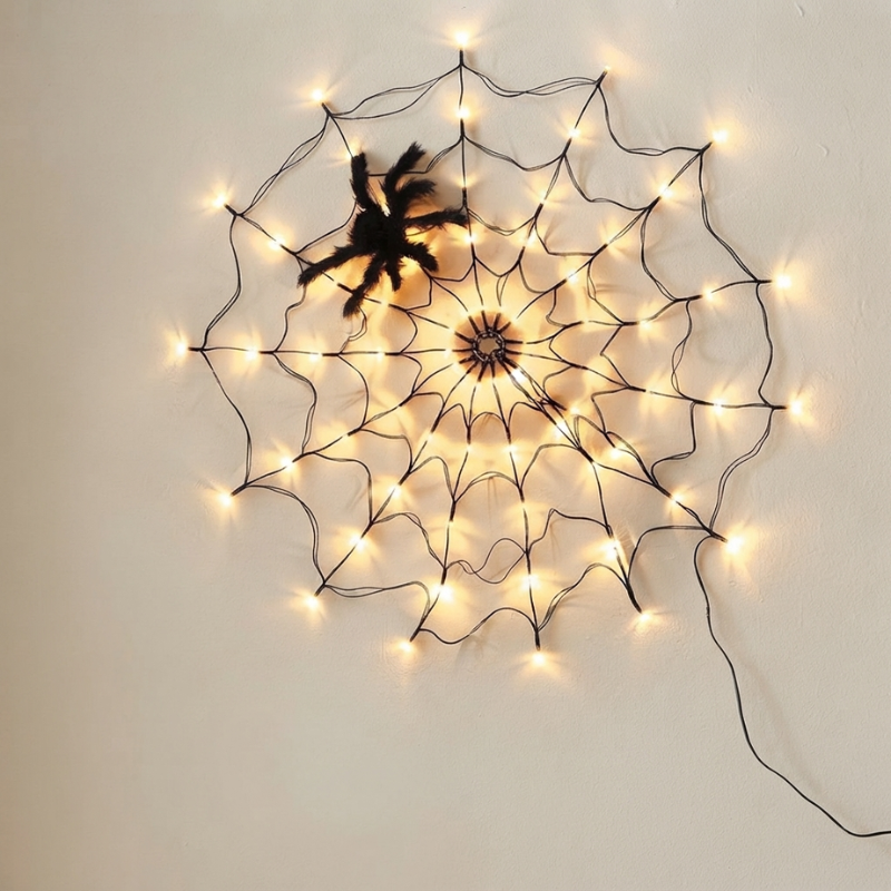 Halloween Spiderweb Light LED 8 Lighting Modes Black 1