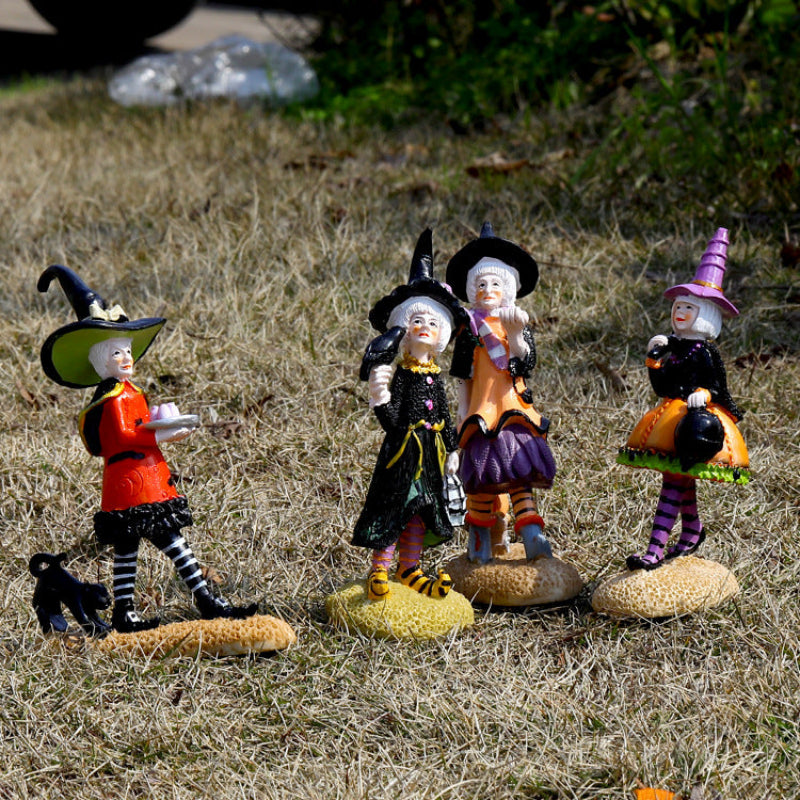 Halloween Witch Figurine Multicolor Indoor Decorative Figure 1