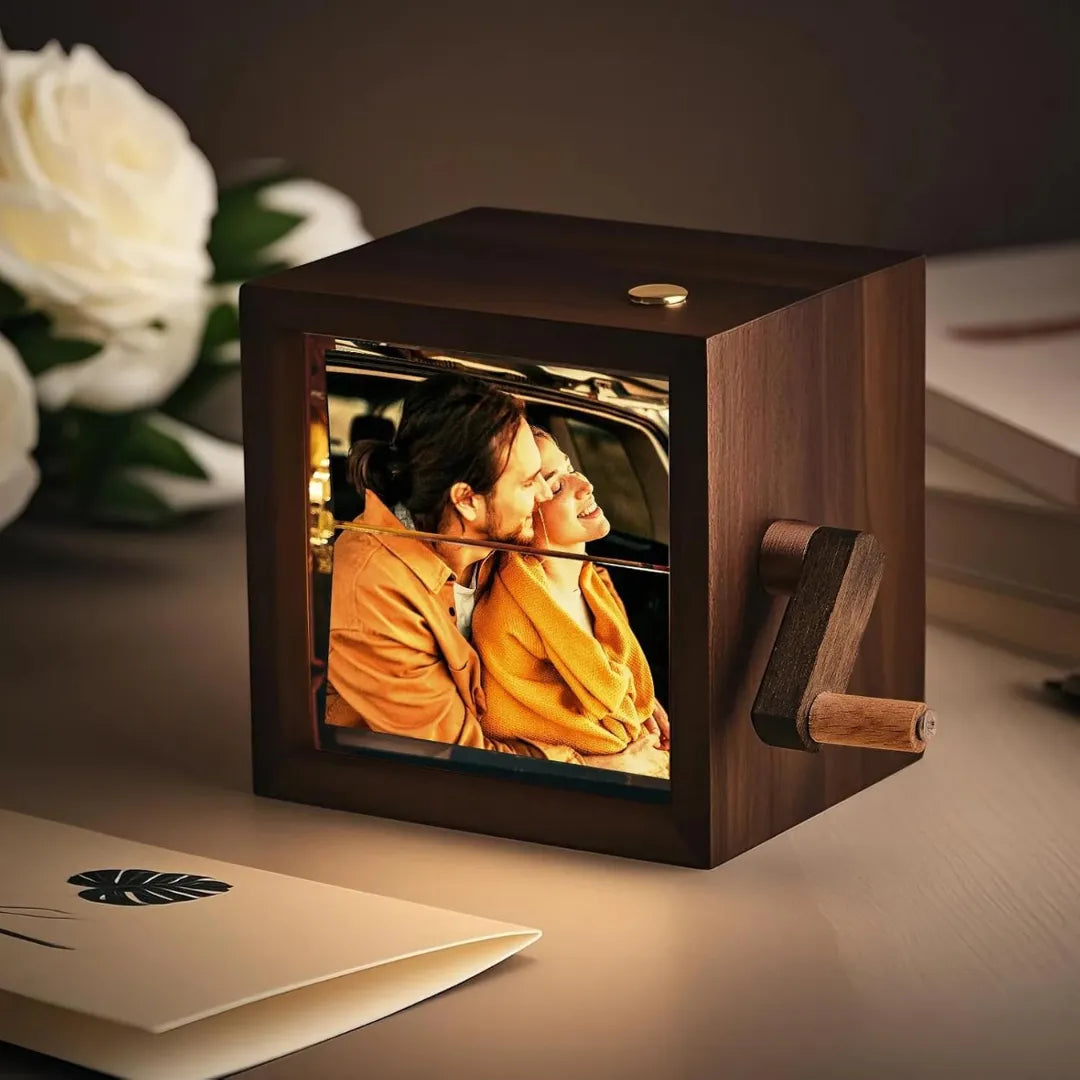 Hand-Crank Photo Display Box - Relive Memories with Every Turn 0