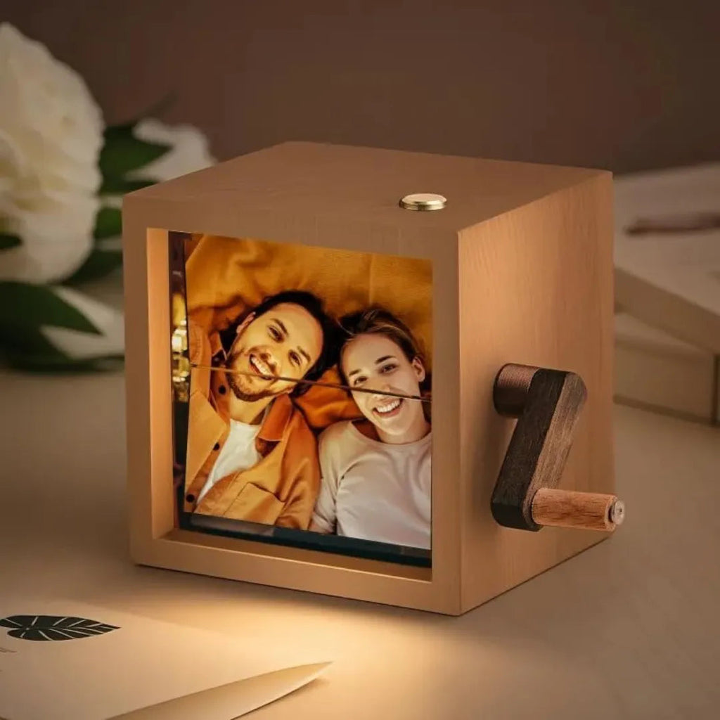 Hand-Crank Photo Display Box - Relive Memories with Every Turn 1