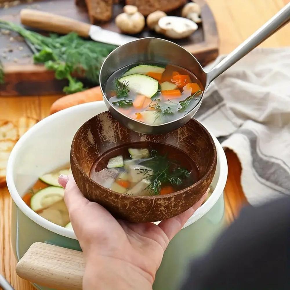 Handcrafted Coconut Bowls - Eco-Friendly Unique Kitchenware for Serving 4